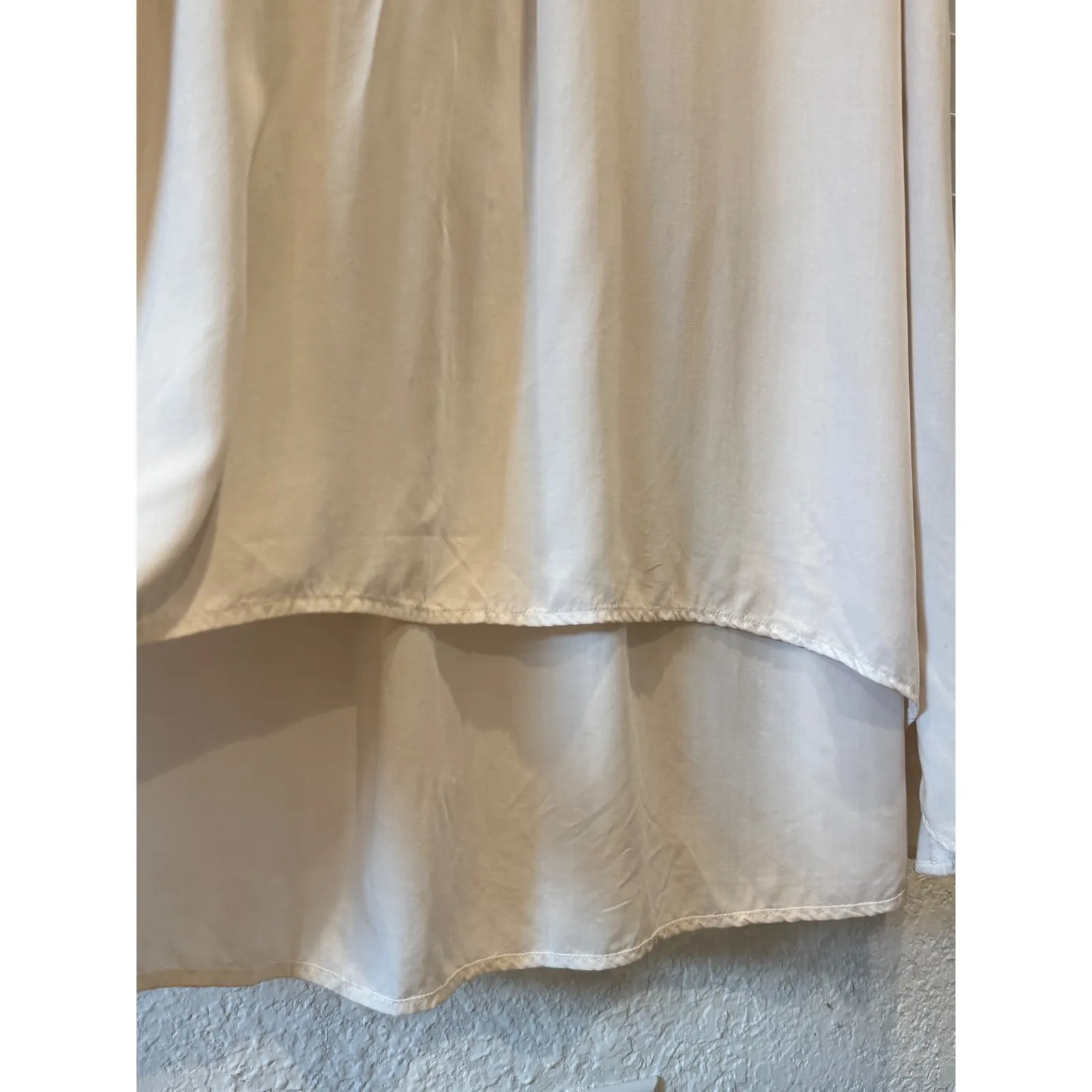 CP‎ Shades Rayon Shirt Dress Hi-Low Hem Button Down Long Sleeve Beige Size S - Image 5