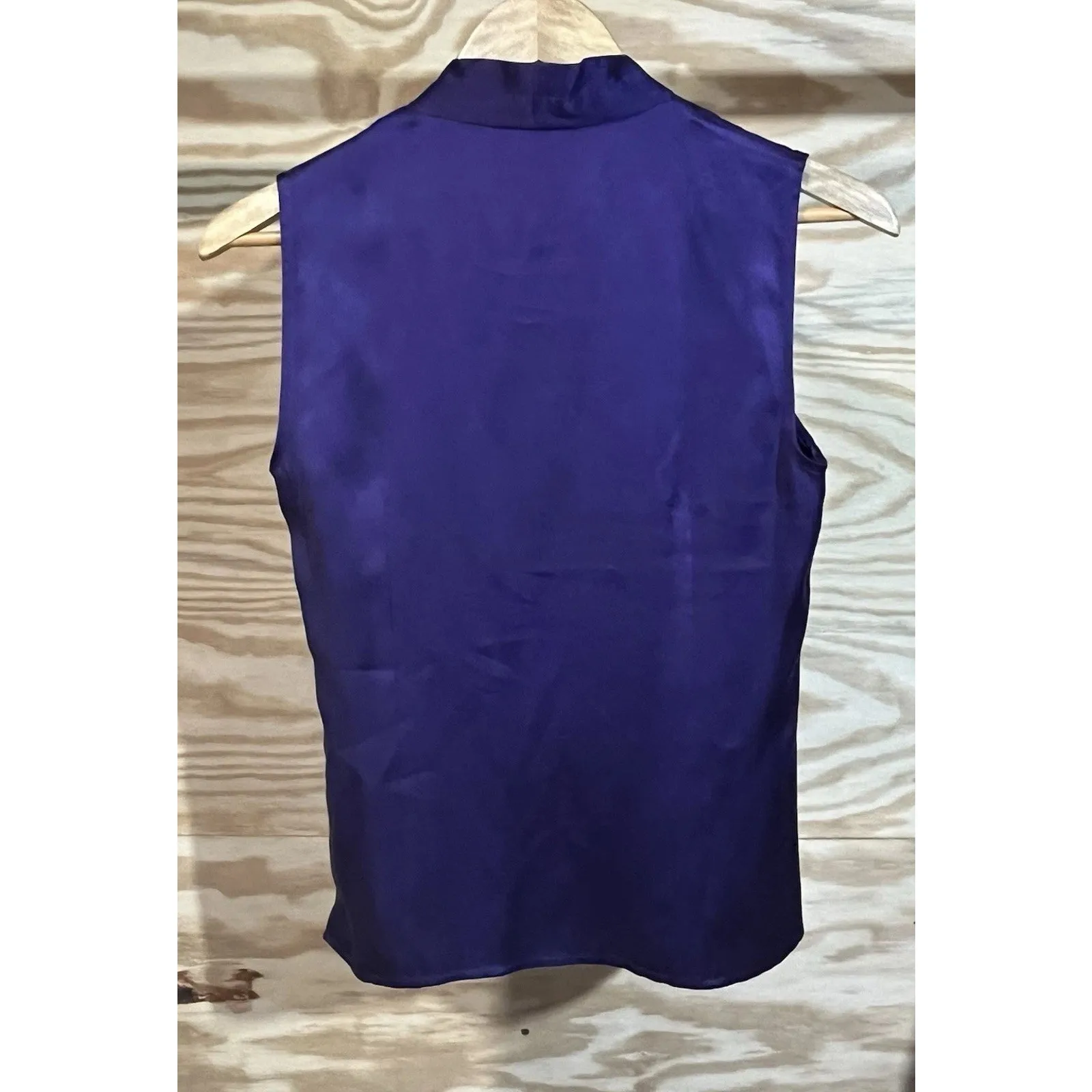 Vintage Talbots 100% Silk Tank Blouse Top Size 2 100% Silk Classic Purple Career - Image 2