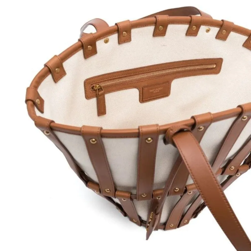 YSL Saint Laurent Authentic Panier Basket Tote Bag in Brown - Image 5