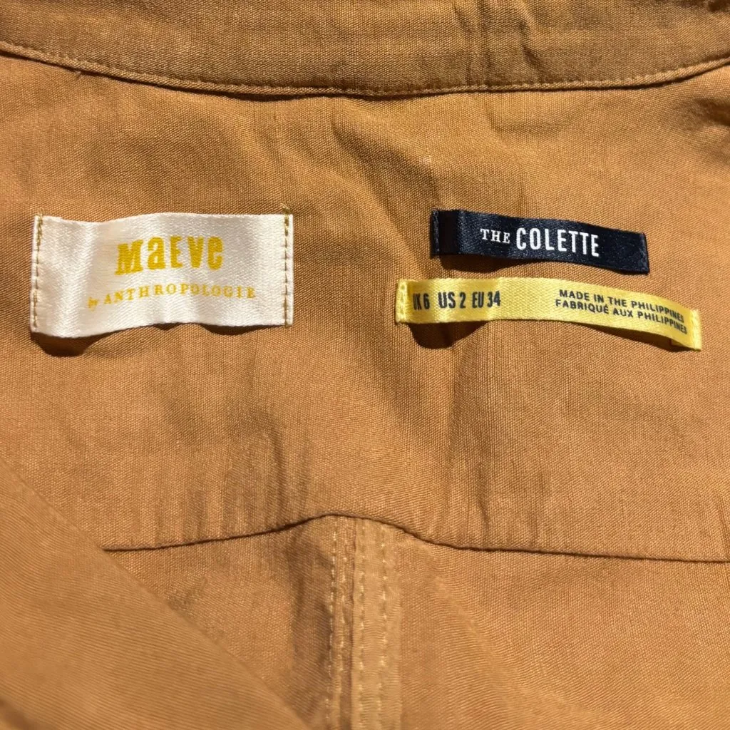 Maeve Anthropologie The Colette Weekend Jumpsuit Size 2 Honey - Image 5