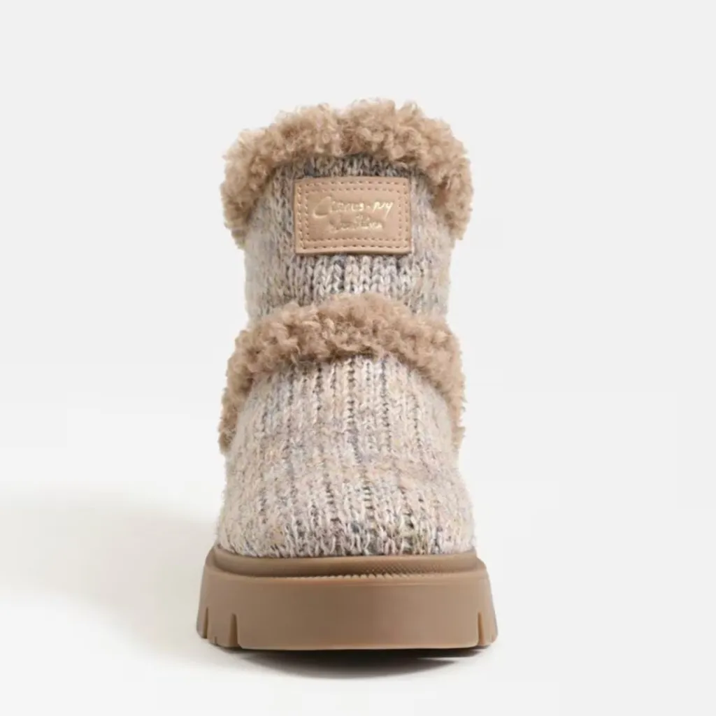 NEW Circus By Sam Edelman Clare Cozy Bootie Color: Natural Multi Knit/Shearling - Image 3