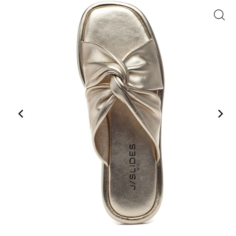 J/Slides Yaya Leather Sandal, Metallic gold 8 - Image 3