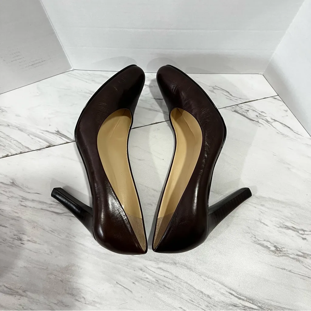 Lauren Ralph Lauren Size 6 Zamora Pump Shoes Chocolate Brown Leather - Image 4