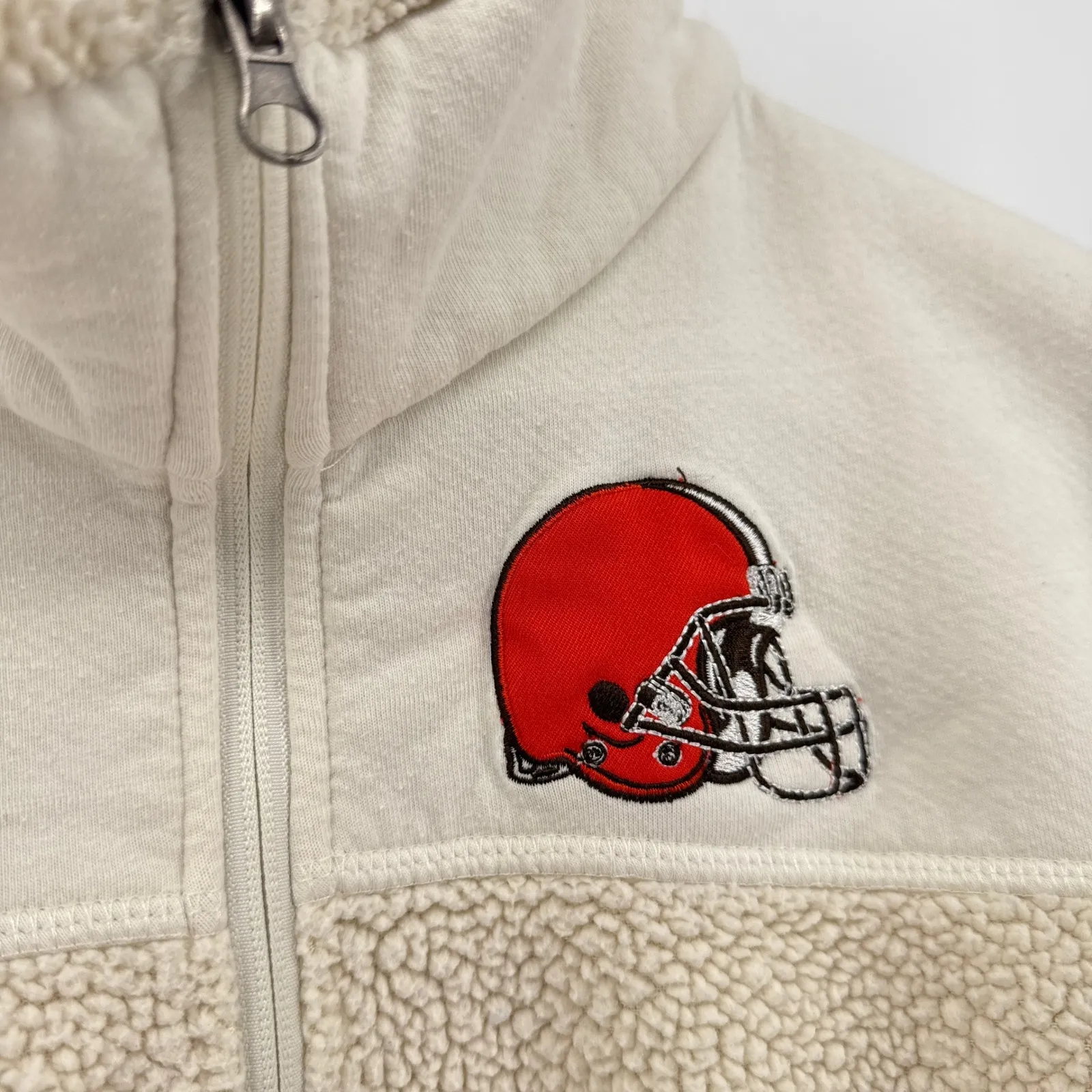 NFL Team Apparel Cleveland Browns Sherpa Fleece 1/4 Zip Pullover Sweatshirt XXL - Image 3