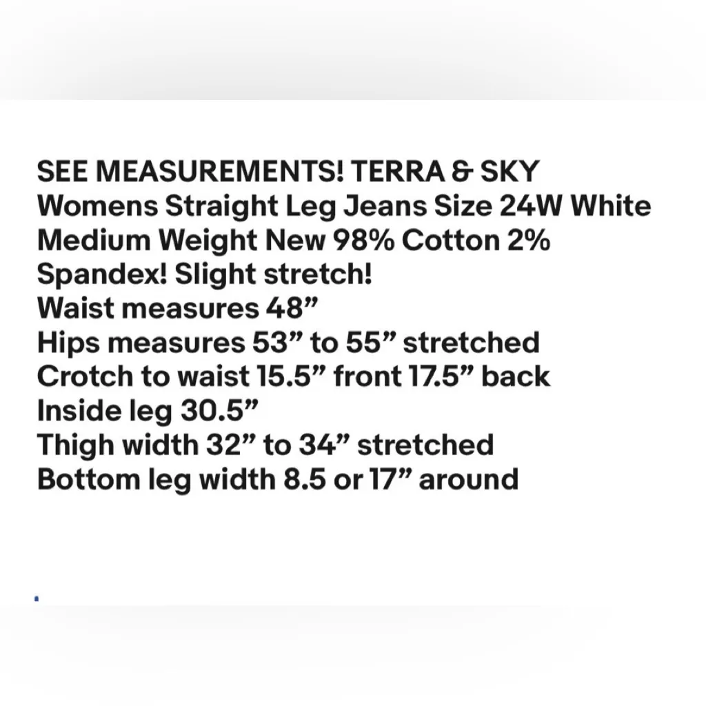 TERRA & SKY Womens Straight Leg Jeans Size 24W White Medium Weight New - Image 7
