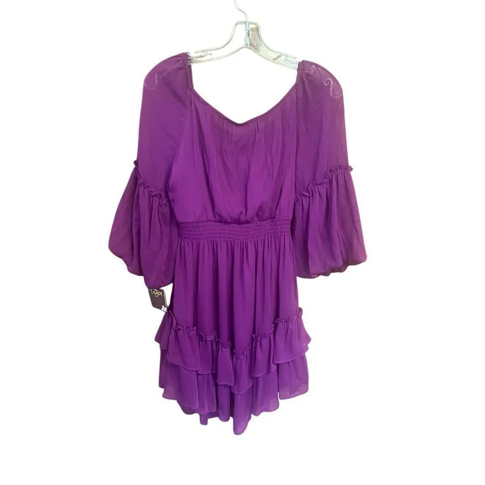 Taylor chiffon tulip sleeve Dress Sz 4 Raspberry Purple NWT - Image 2
