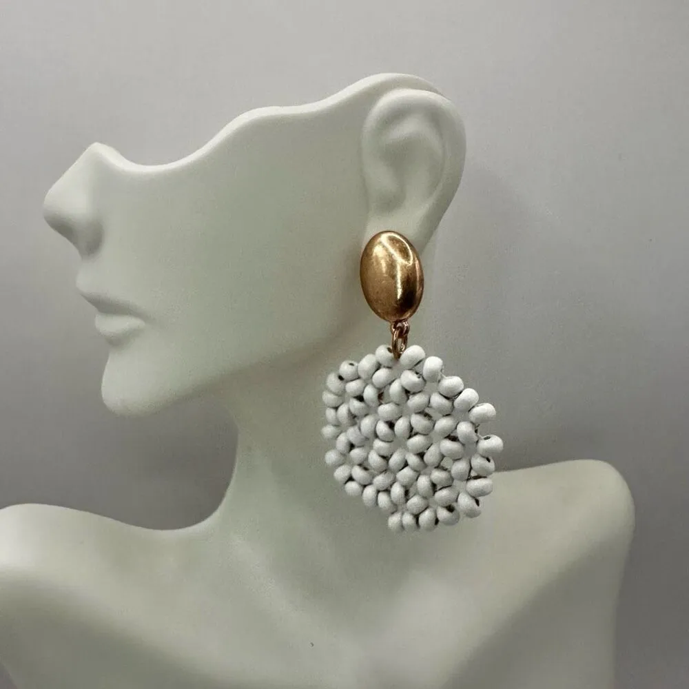 J Bloom white and gold beaded circle earrings - Image 7