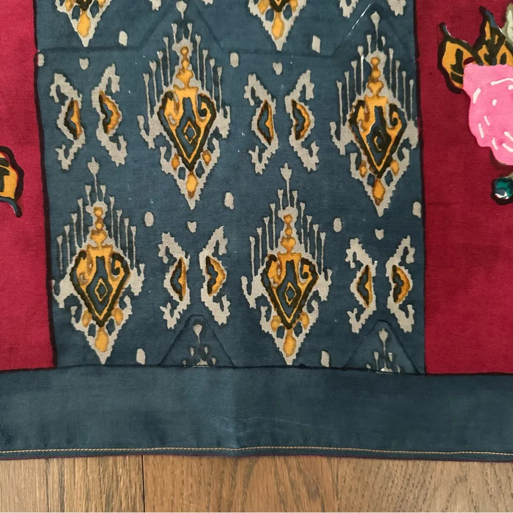 NWT Lisa Corti 100% Silk Pocket Square Scarf Geometric Floral Print 50cmx50cm Pink - Image 8