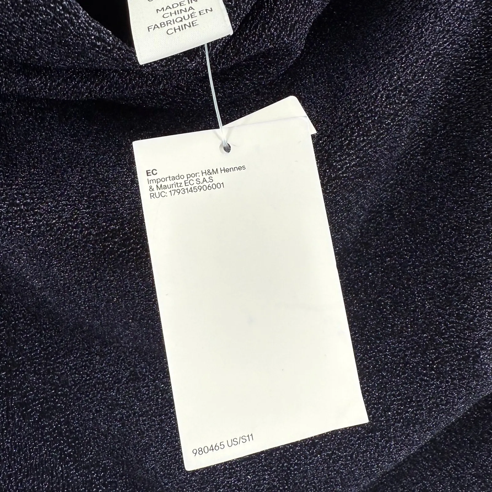 H&M Dress SZ Small NWT Lurex Navy Glitter Holiday Mini Bodycon Off The Shoulder - Image 5