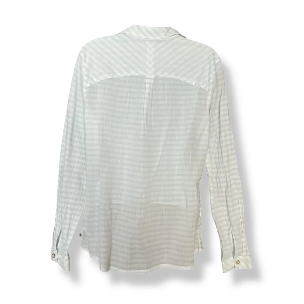 Mountain Hardwear Shirt Women Medium Striped White Blue Lightweight Long Sleeve - Image 2