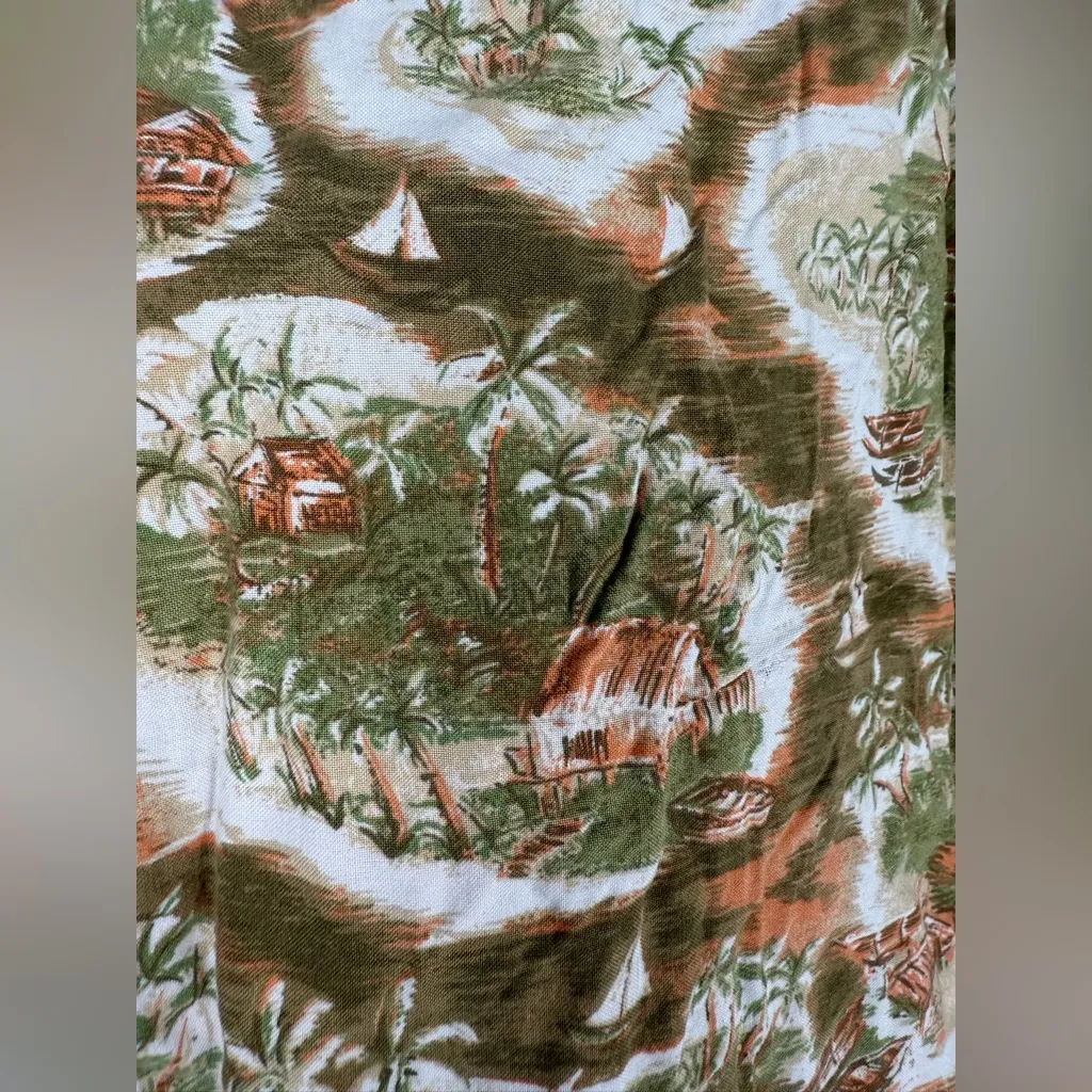 St. John's Bay Green and Brown Tropical Men's Shirt - Image 4