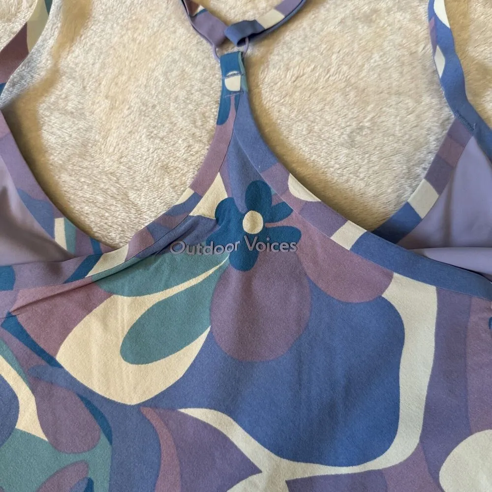 NWT Outdoor Voices The Exercise Dress Floral Blue Purple  Size XXL - Image 5