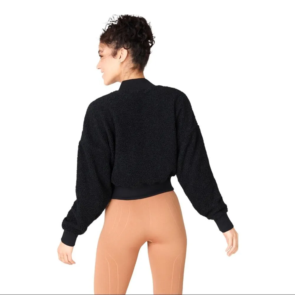 Fabletics Pullover Malia Polar Fleece Black Cropped Teddy Pullover Sweater Large - Image 8