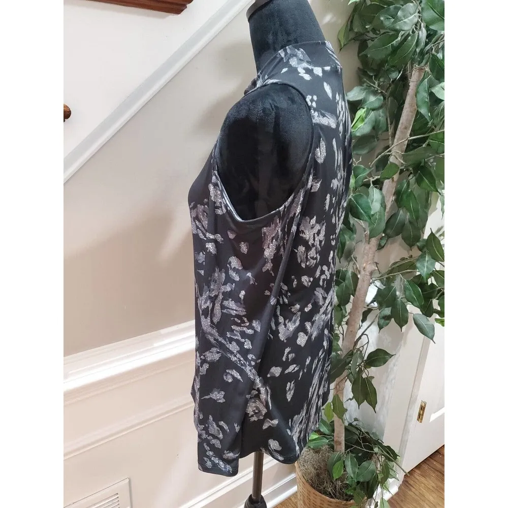 Veronica M Women Black Polyester Mock Neck Long Sleeve Casual Top Blouse Size S - Image 4