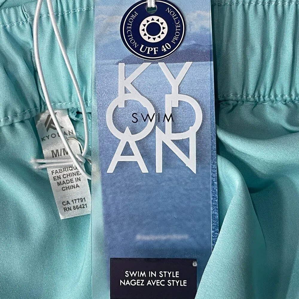 Kyodan Swim Medium Board Shorts UPF 40 Elastic Waist Quick Dry Aqua Blue New - Image 3