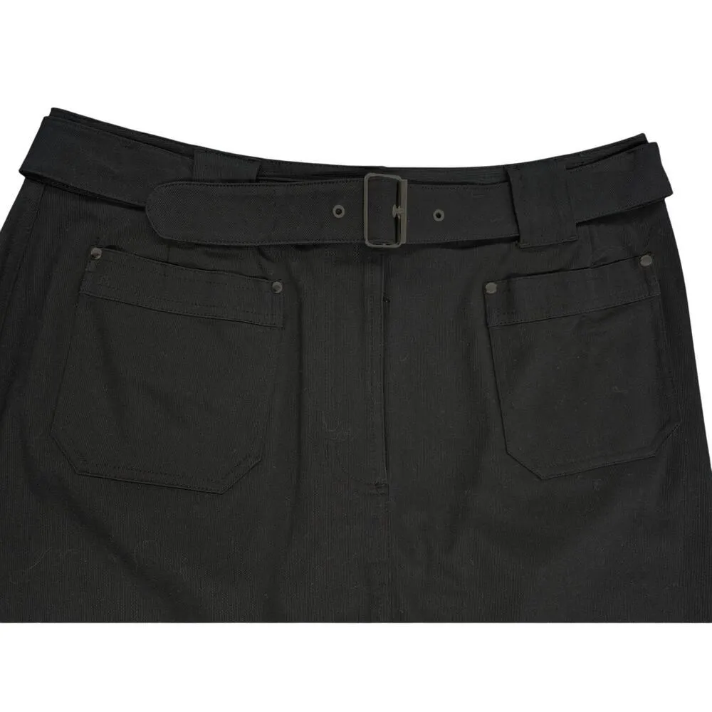 NWT 80s 90s VTG Liz Claiborne Sport Black Lycra belted Midi  Pencil Skirt Sz 12 - Image 4