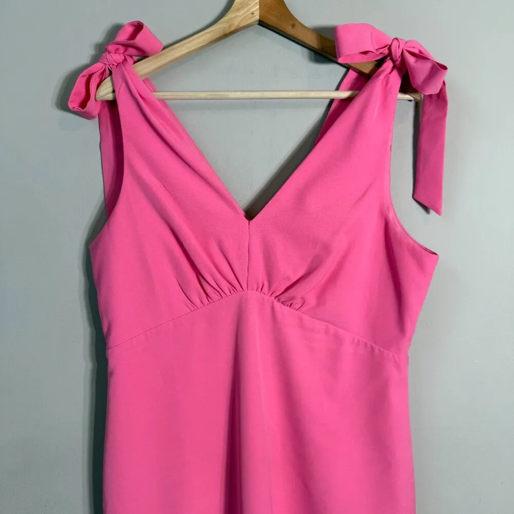 Julia Jordan V-Neck Tie Sheath Knee Length Dress Womens 12 Pink Bows Formal Chic - Image 8