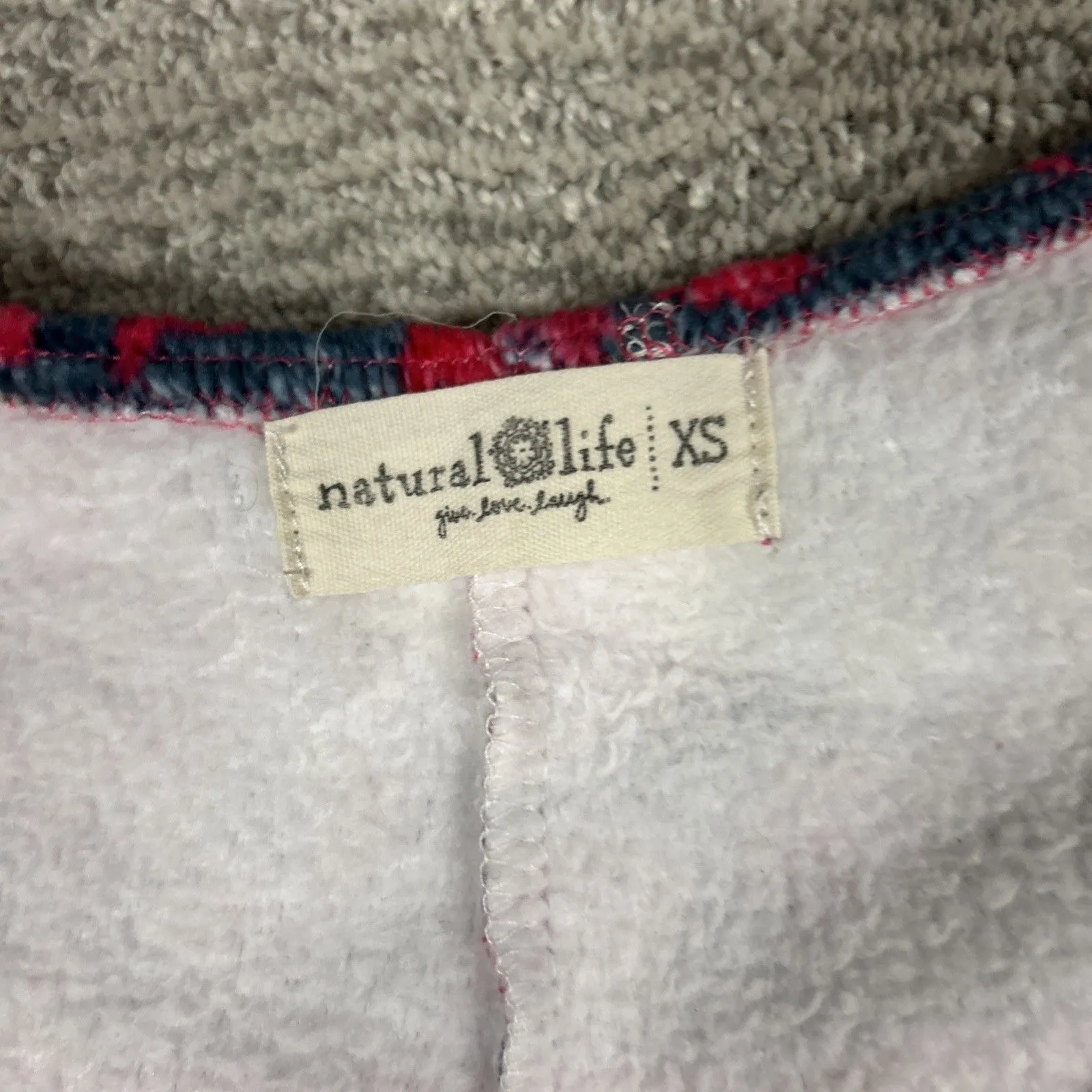 Natural Life Pink Floral Fleece Full Zip Jumpsuit Pajamas One Piece Womens XS - Image 3