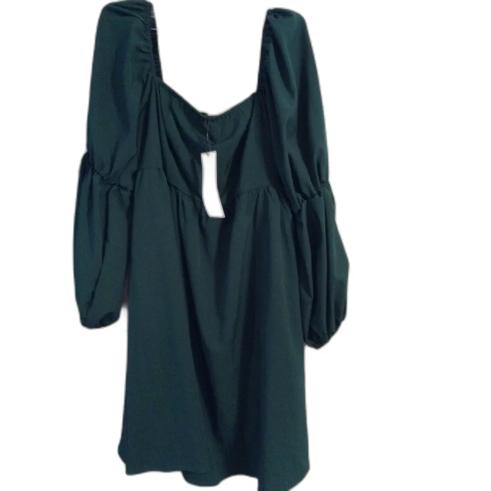 New NWT EXLURA M Square Neck Dress Long Puff Sleeve A-Line Casual Mini Dress - Image 2