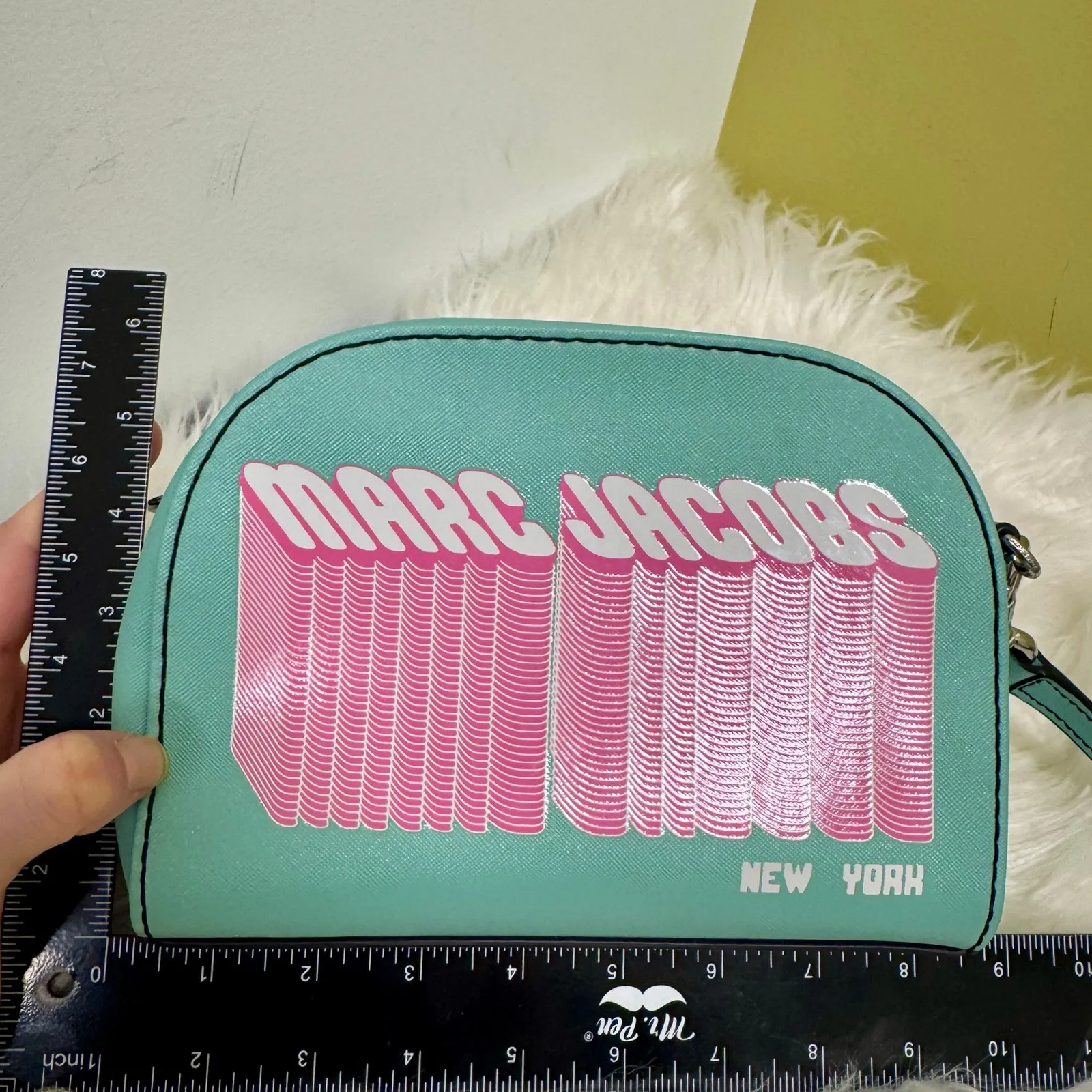 Marc Jacobs Playback Layers Logo Crossbody Purse Teal Pink 80s 90s Retro Barbie - Image 13