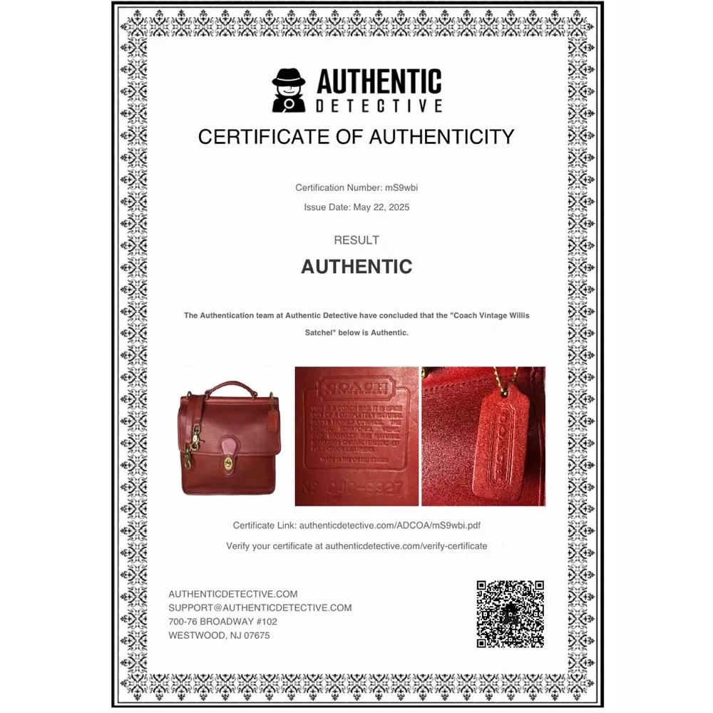 Vintage COACH WILLIS Red Glove Tanned Top Handle Crossbody Satchel 9927 USA COA - Image 2