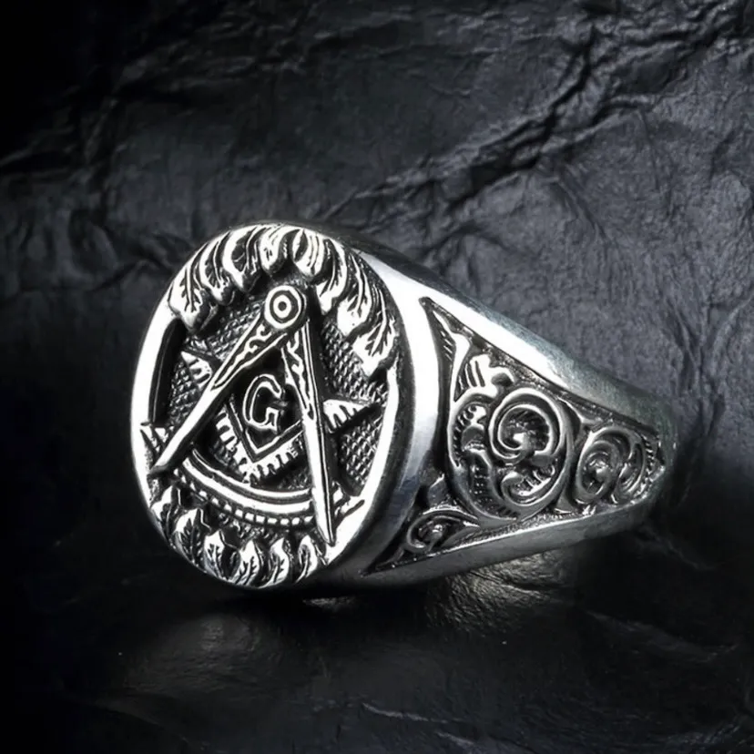 925 Silver Plated Adjustable Masonic Master Mason Ring for Men Women - Image 3