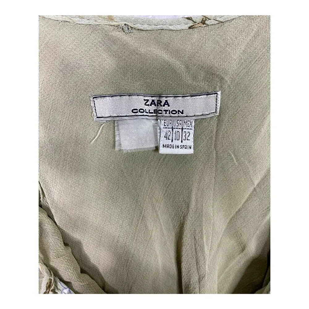 Zara Shimmery Floral Print Spaghetti Strap Slip Maxi Dress Lined 10 Green #3287 - Image 7