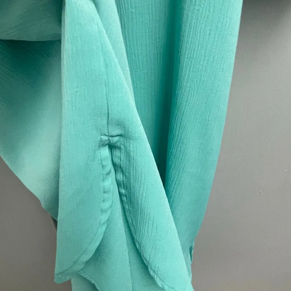 Victorias Secret Gold Label Vintage Sleep Shirt Size M/L Button Down Aqua Green - Image 2