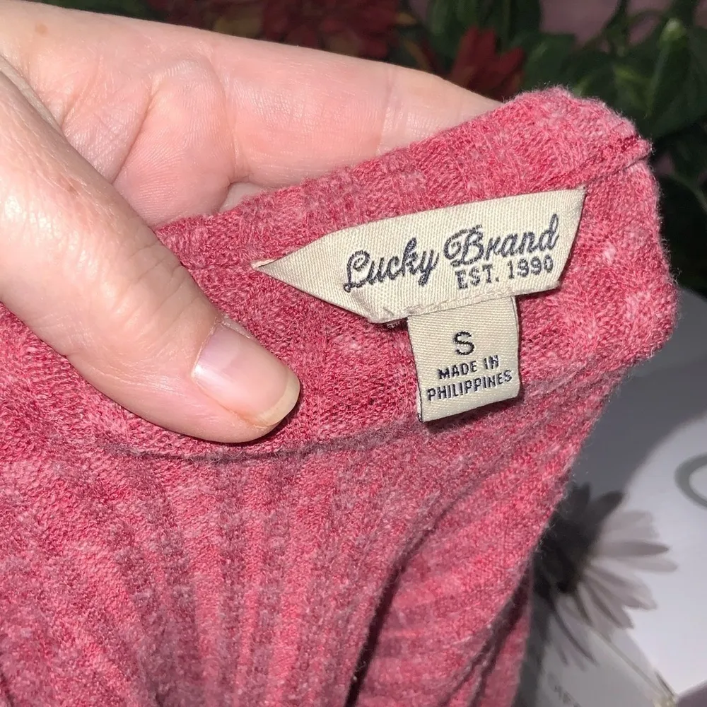 Lucky Brand Pink Ribbed Lace Up Long Sleeve Lace Up Stretchy Knit Top Sm - Image 10