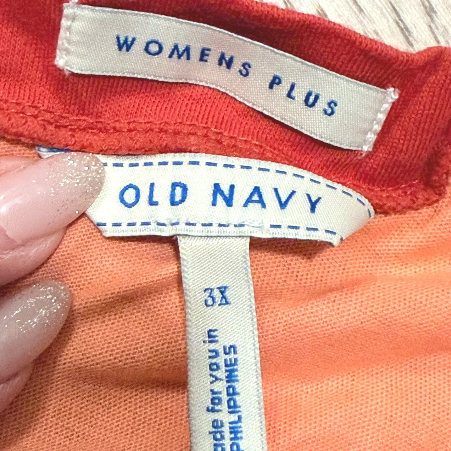 NEW Old Navy Womens Plus 3X 22 24 Colorblock Tunic Top Red Peach Button Shoulder - Image 3