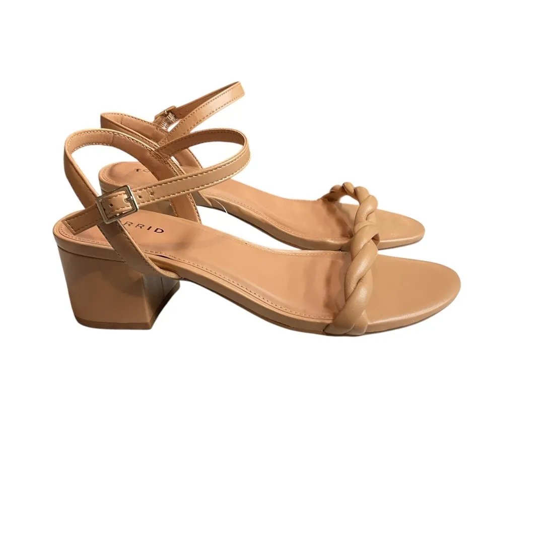 Torrid Braided Twist Strap Block Heel Sandals Tan Size 8.5 Ankle Strap‎ - Image 3
