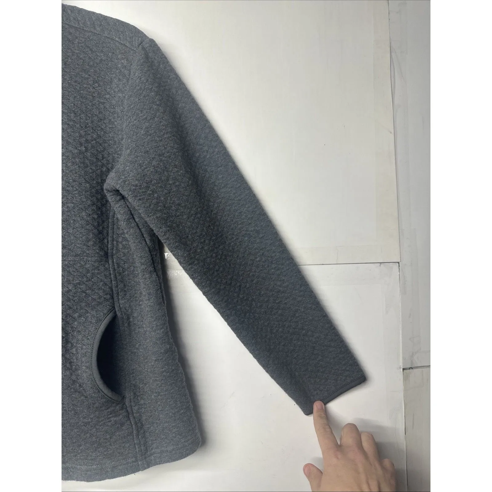 Blue Mountain Sweatshirt Womens M Quilted Quarter Zip Kangaroo Pocket Pullover Size M - Image 7