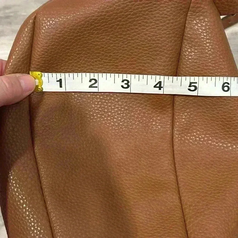 Brown Faux Leather Mini Bucket Bag Fabric Lined Backpack Purse Satchel 9.5x11.5” - Image 7