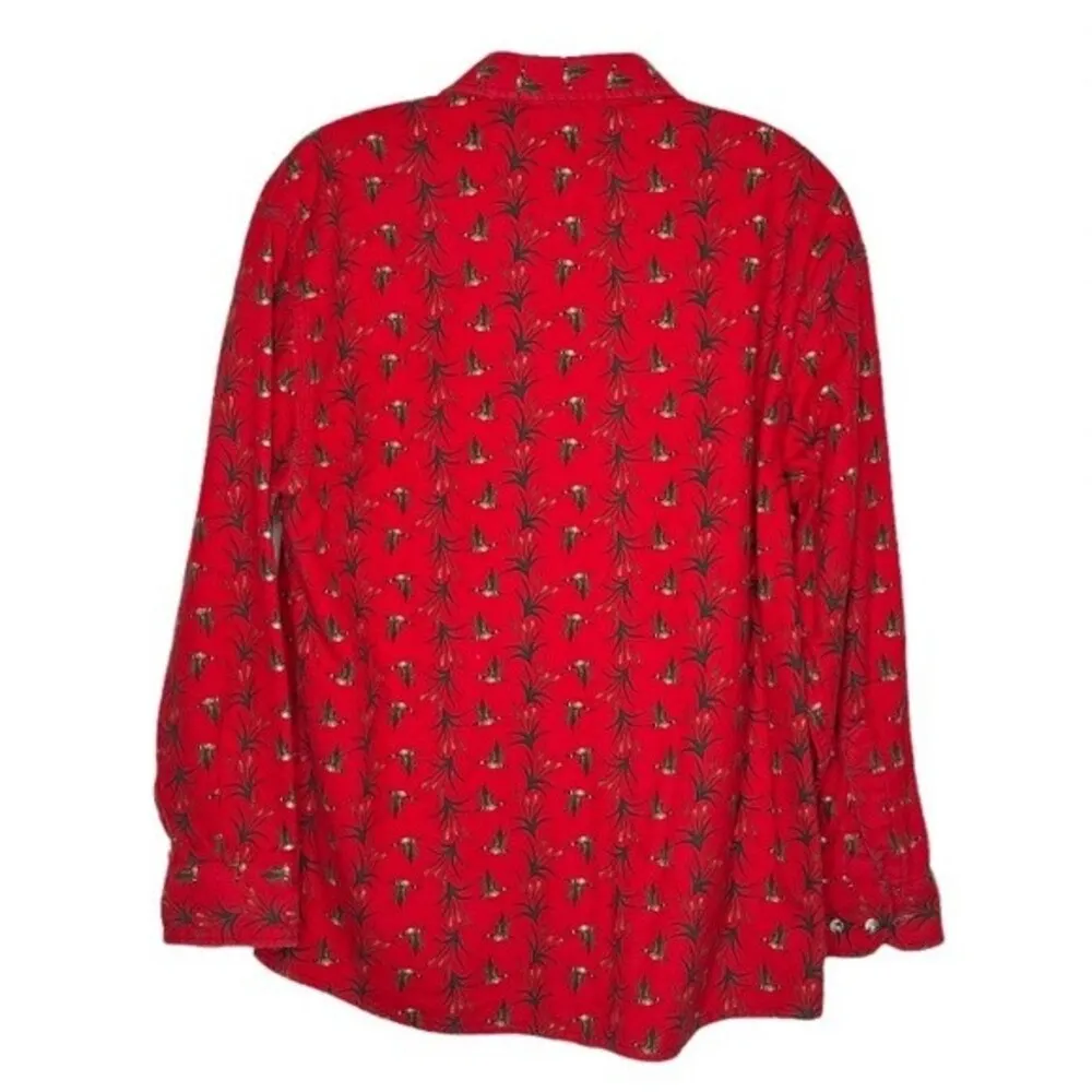 CABELAS Red Flannel Shirt Flying Geese Ducks Womens Size Medium VINTAGE - Image 4