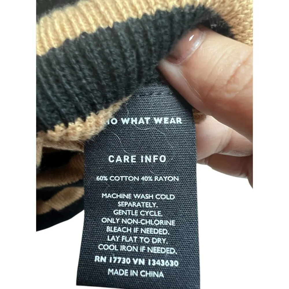 Who What Wear Beige Black Striped Sweater Large Long Sleeves - Image 4
