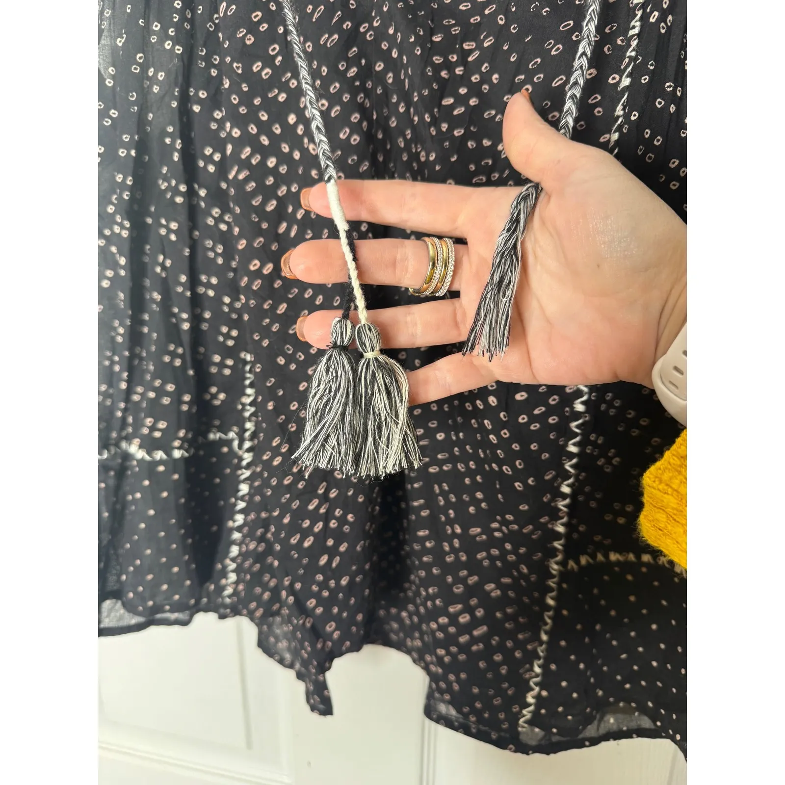 ULLA JOHNSON Rena Top Black/White Size 6 - Image 8