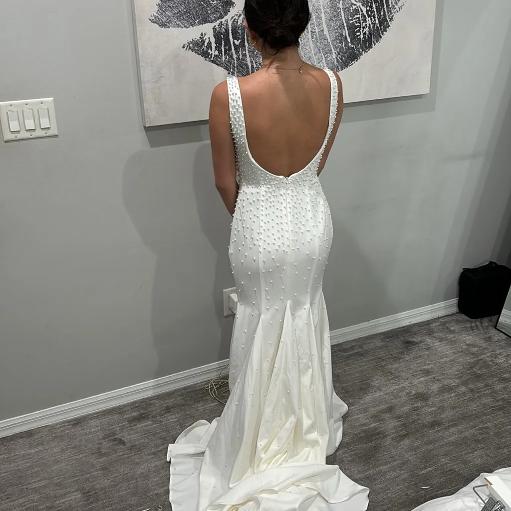 White Pearl Mermaid Gown - Image 2