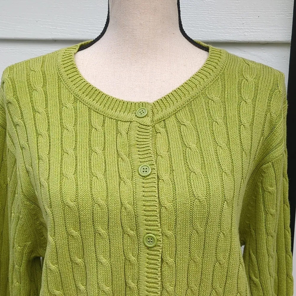 NY Collection Cable Knit Cardigan with Front Pockets - Image 3