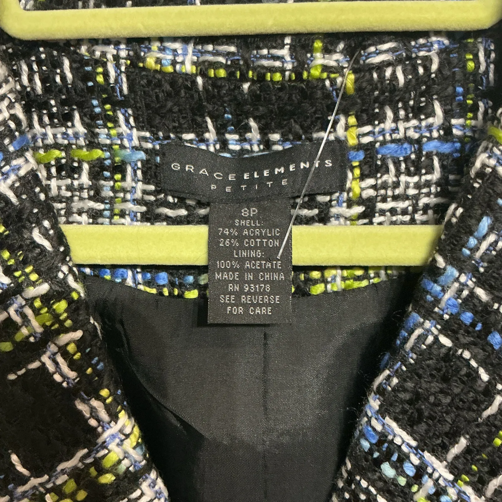 Grace Elements Black Tweed Jacket Sz 8P - Image 5