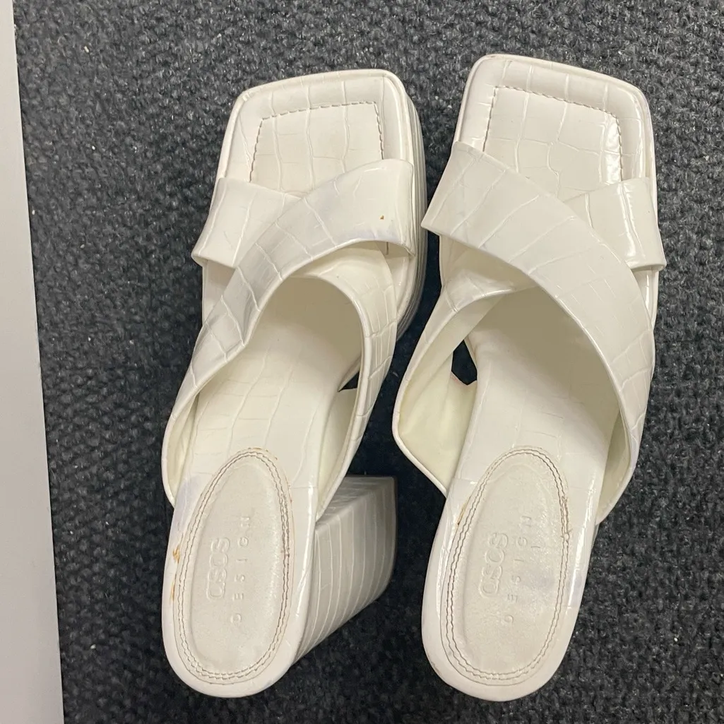 ASOS White Croc platform chunky heels sandals size 11 - Image 2
