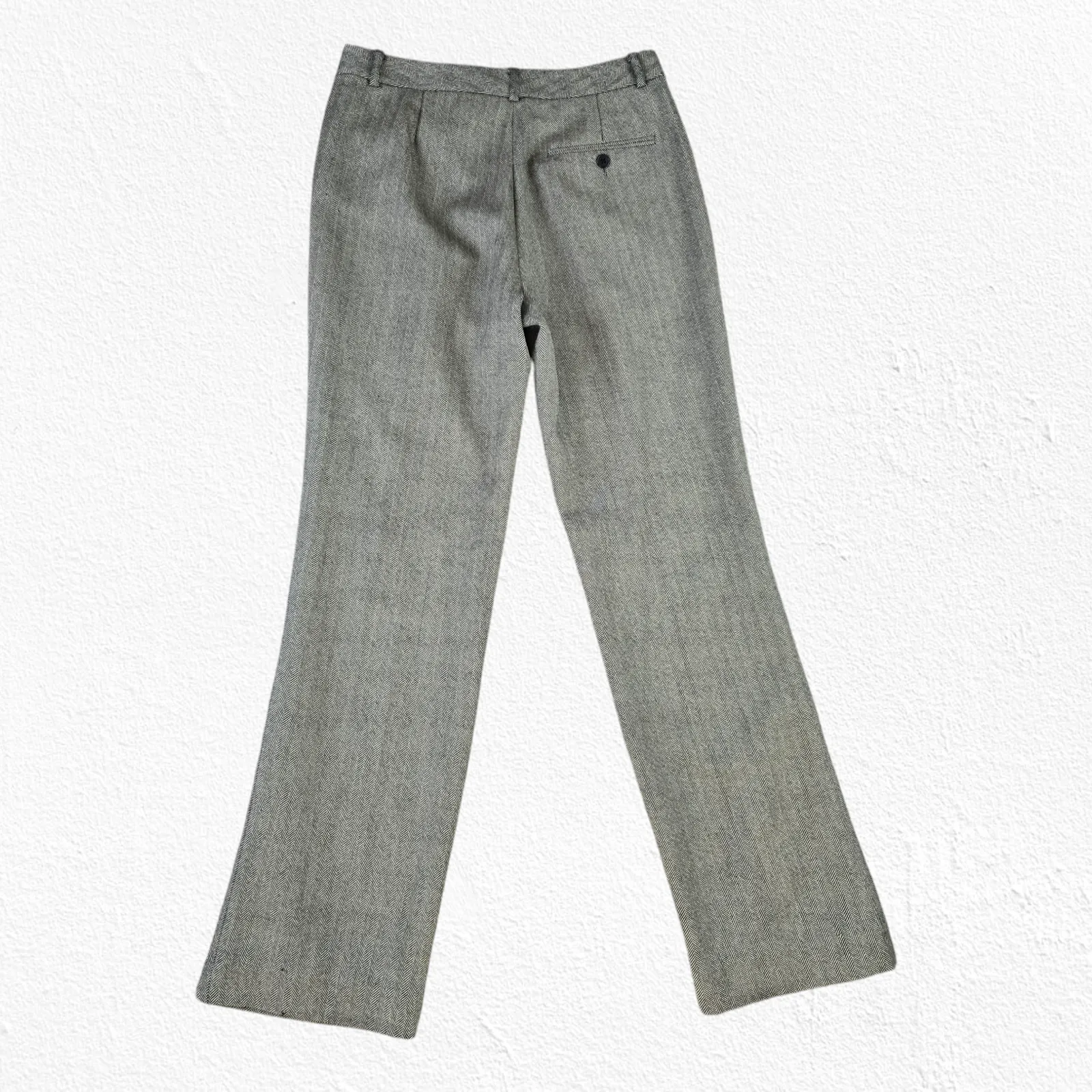 90s Vintage Lauren Ralph Lauren Gray Herringbone Wool Straight Trousers Size 4 - Image 12