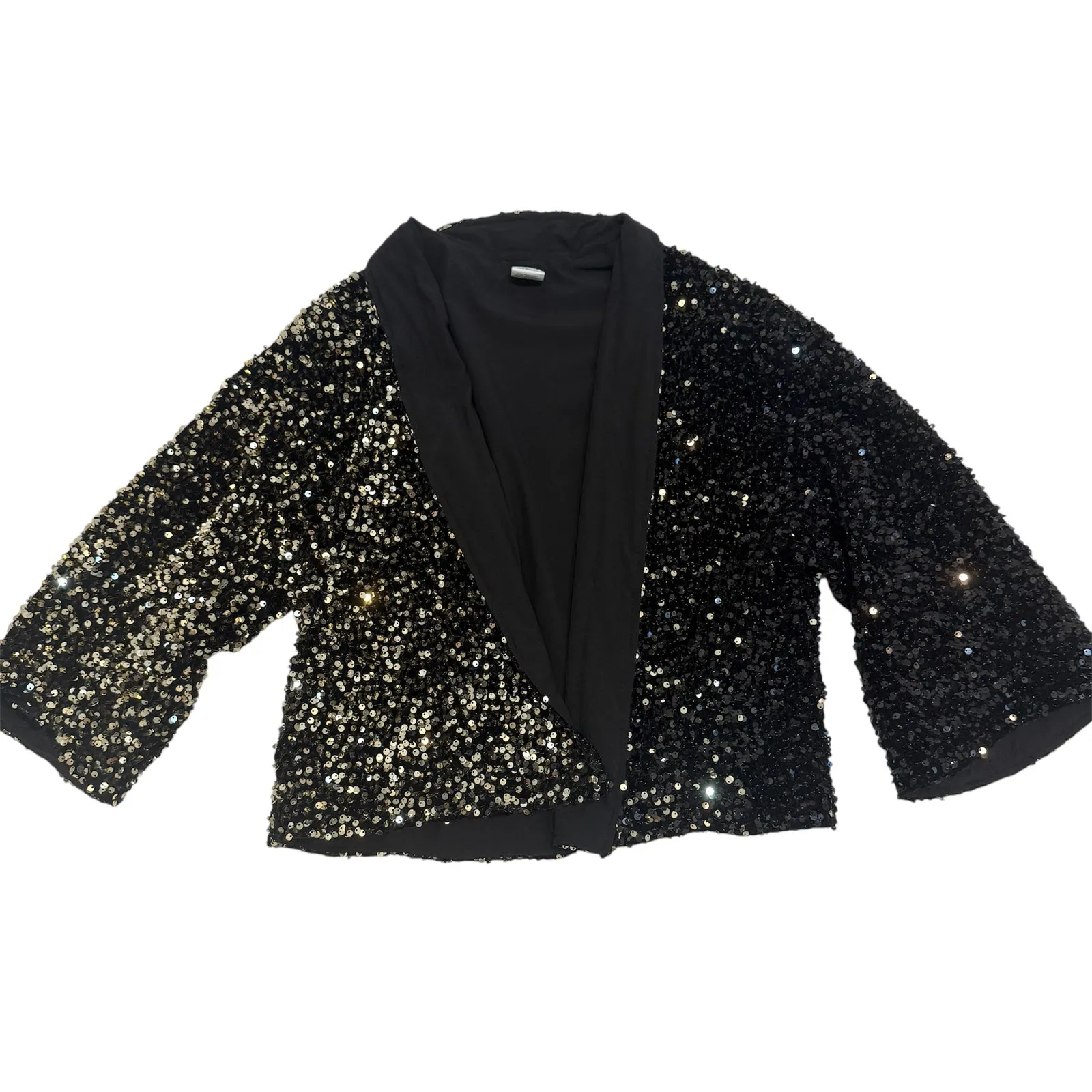 Anna & Ava gold sequin one size ombre open front 3/4 sleeve jacket C 2922 - Image 12