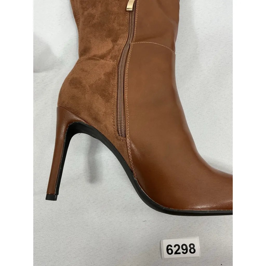 Womans Stiletto Otk Boots Size 9 Brown 1/4 Zip Pointed Toe NWOT - Image 3