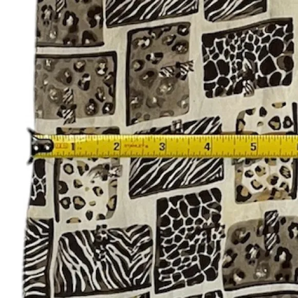 Vintage Casca Silk Scarf Animal Print Squares Oblong 13" X 56" Black - Image 9