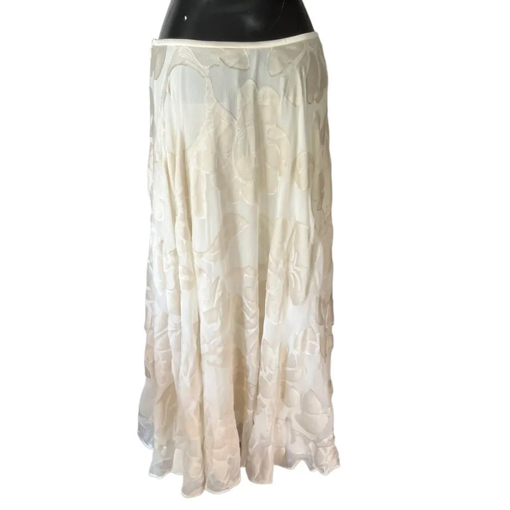 Lafayette 148 Ambria Silk Blend Floral Intarsia Creme Fraiche Maxi Skirt 4 NWT - Image 4