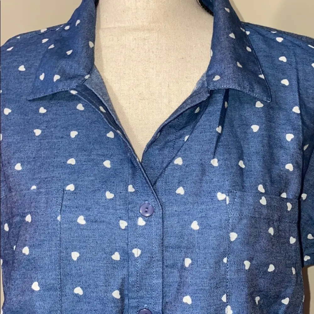 Rich & Beautiful heart print blouse 1x chambray Blue - Image 4