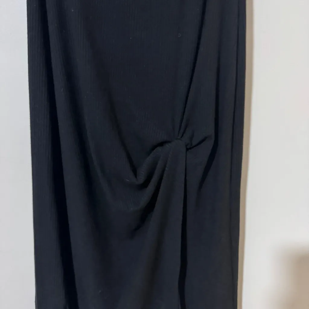 Reformation  Black Ribbed Hilo Twist Dress with High Slit - Image 7