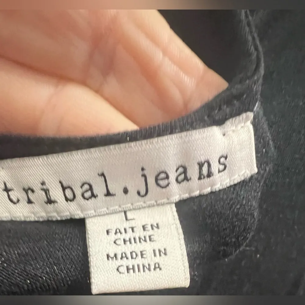 Tribal Jeans Black Cut Out Top Size Large - Image 5
