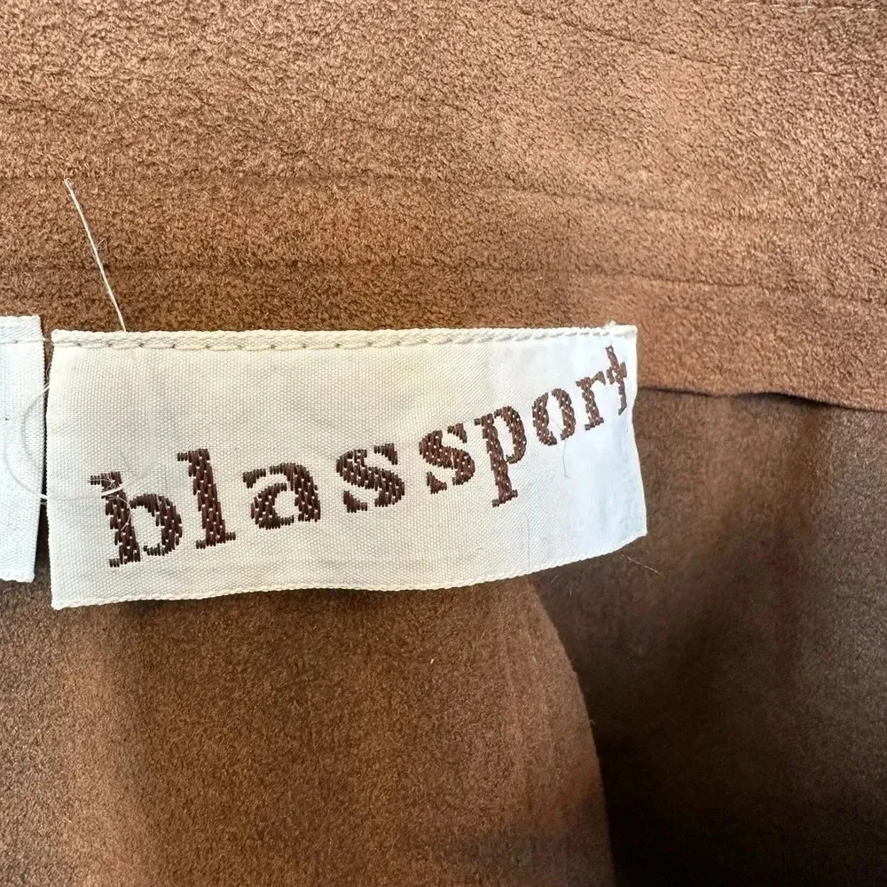 Vintage Bill Blass  Blassport Brown Suede Leather Midi Pencil Skirt Size 6 Small - Image 13