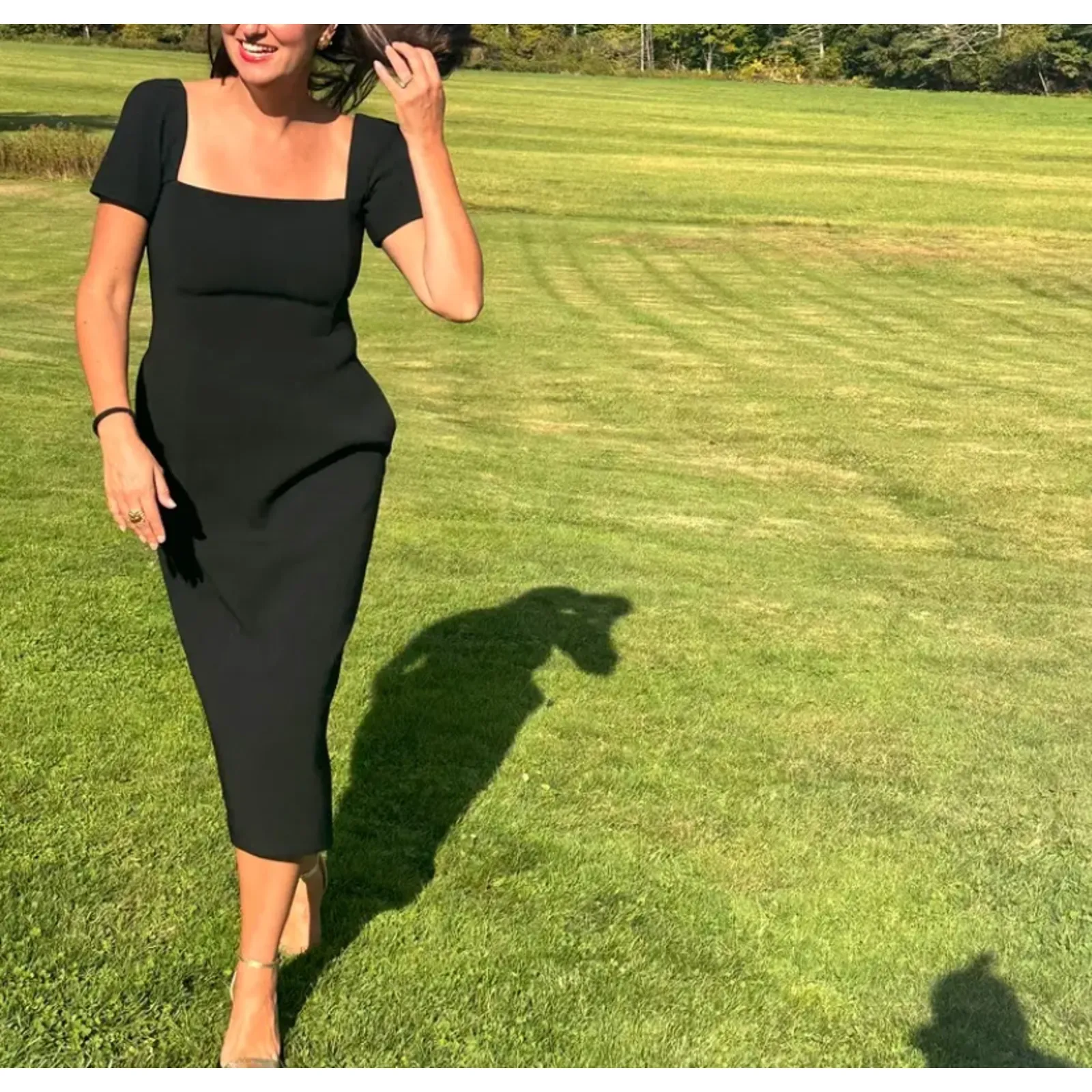 A.L.C. Black Cocktail Dress SIZE 0 Sheath Midi Chic Retro LBD Slit Designer $700 - Image 8